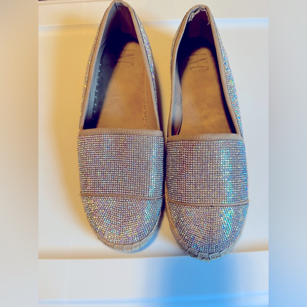 INC women’s Corvina crystal espadrille flats